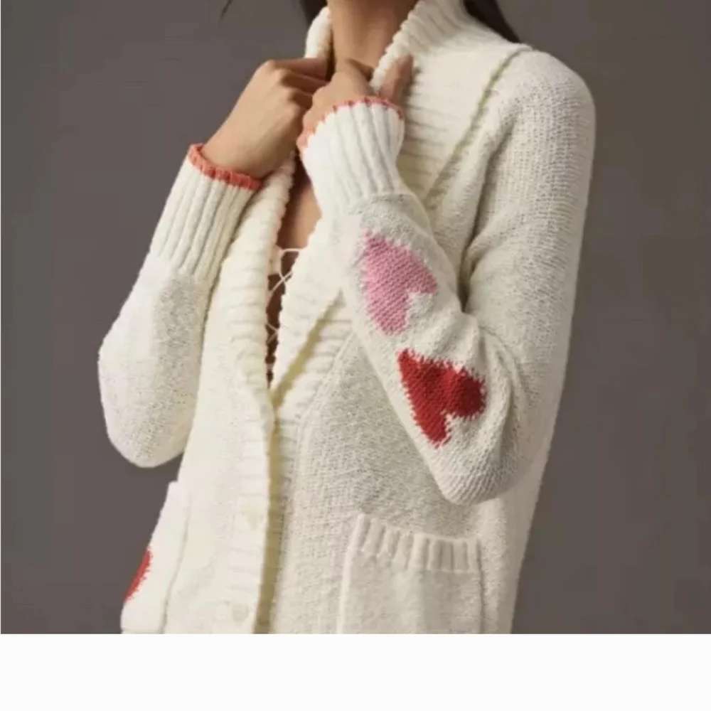Maeve Anthropologie Heart Patterned White Sweater - Picture 2 of 8